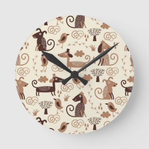 Horloge Ronde motif avec des chiens mignons