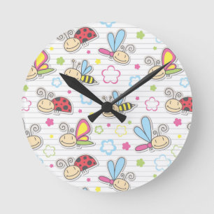 Horloge Ronde motif avec des insectes