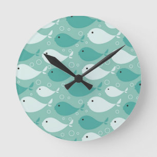 Horloge Ronde motif avec des poissons