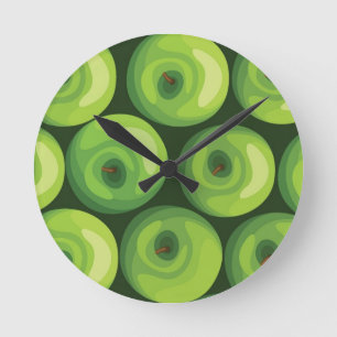 Horloge Ronde Motif avec les pommes vertes