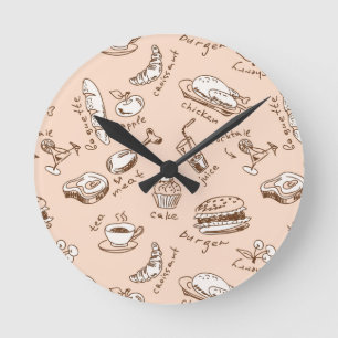 Horloge Ronde Motif avec nourriture