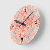 Horloge Ronde Motif baroque moderne en Crème rouge rose Clo rond (Angle)