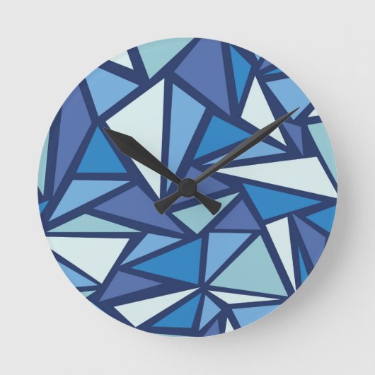Horloge Ronde Motif bleu abstrait de Crsytal de glace (Recto)