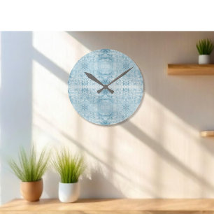 Horloge Ronde Motif bleu et blanc