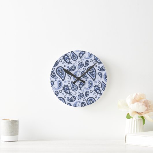 Horloge Ronde Motif Blue Paisley (Maison)