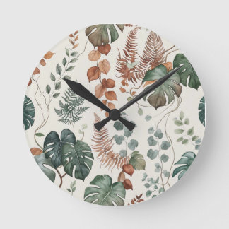 Horloge Ronde Motif botanique bohème sans couture Fleurs