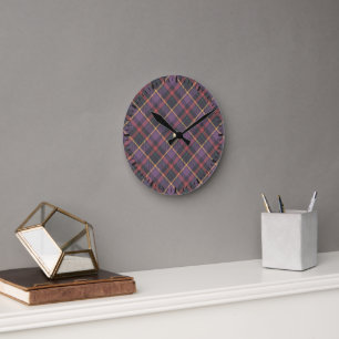 Horloge Ronde Motif carreaux classique