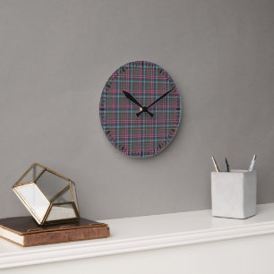 Horloge Ronde Motif carreaux classique