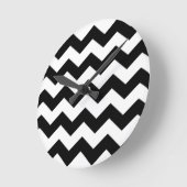 Horloge Ronde Motif Chevron noir et blanc (Angle)