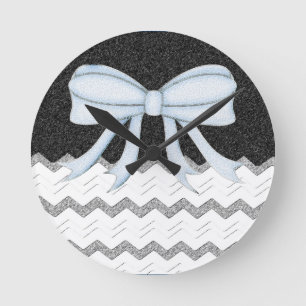 Horloge Ronde Motif Chevrons Fête de Douche Bureau Destinée
