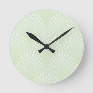 Horloge Ronde Motif classique de feuillage dans le blanc et le