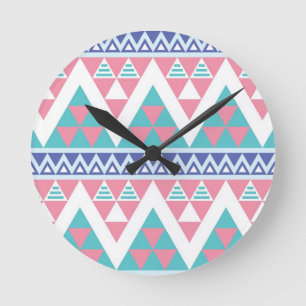 Horloge Ronde Motif coloré aztèque tribal