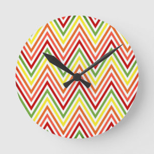 Horloge Ronde Motif coloré de Chevron de zigzag