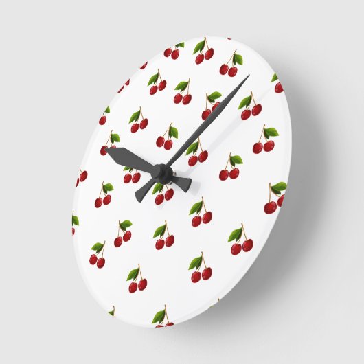 Horloge Ronde Motif Coquette Cherries (Angle)