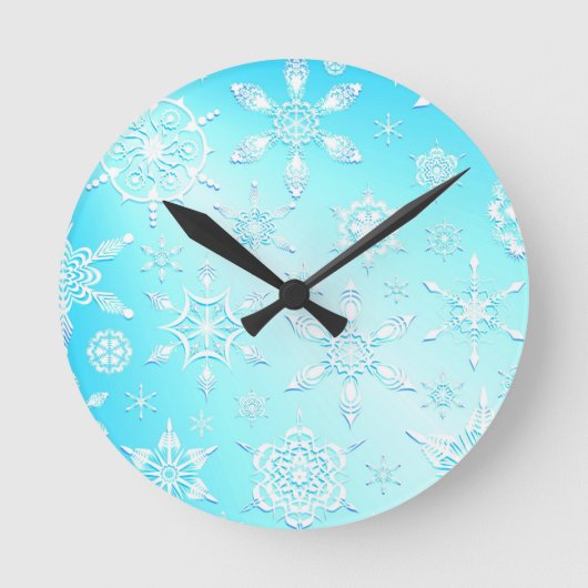 Horloge Ronde Motif Crystal Snowflakes (Recto)
