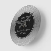 Horloge Ronde Motif damas à dégradé argenté pour anniversaire de (Angle)