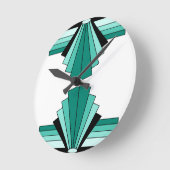 Horloge Ronde Motif d'art déco en verts (Angle)