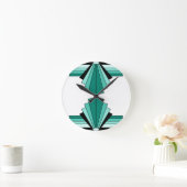 Horloge Ronde Motif d'art déco en verts (Maison)