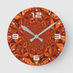 Horloge Ronde Motif d'art numérique kaléidoscope rouge-67546