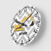 Horloge Ronde Motif de camion de construction d'excavateur perso (Angle)
