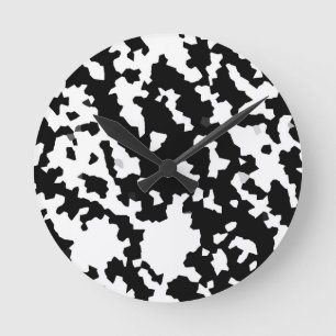 Horloge Ronde Motif de camouflage Abstrait noir et blanc