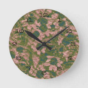 Horloge Ronde Motif de camouflage de fleur