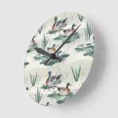 Horloge Ronde Motif de canards d'aquarelle mignonne (Angle)