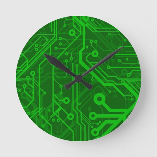 Horloge Ronde Motif de carte électronique de vert (Recto)