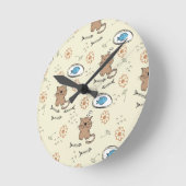 Horloge Ronde motif de chat et de poissons (Angle)