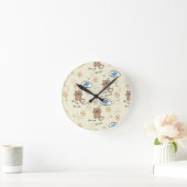 Horloge Ronde motif de chat et de poissons (Maison)