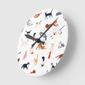 Horloge Ronde Motif de chats joueurs - Cute Feline Lover (Angle)