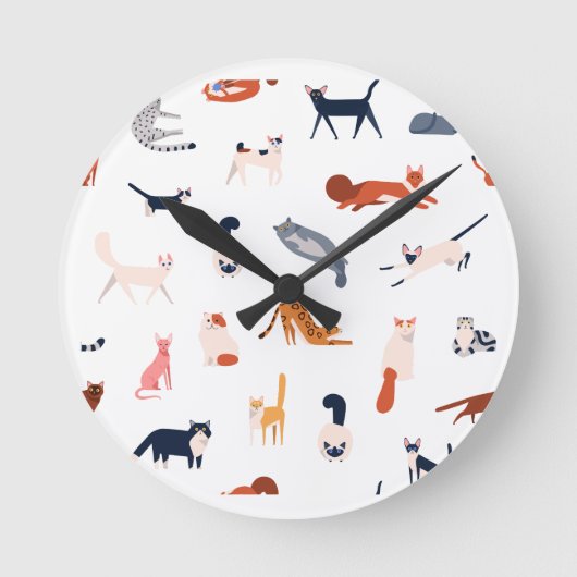 Horloge Ronde Motif de chats joueurs - Cute Feline Lover (Recto)