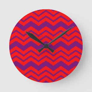 Horloge Ronde Motif de conception Chevron rouge et violet