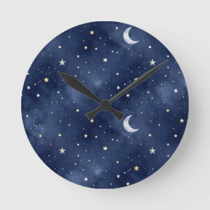 Horloge Ronde Motif de constellations lunaires de nuit étoilée