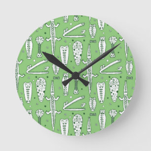 Horloge Ronde Motif de crocodile de croquis
