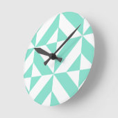 Horloge Ronde Motif de cube géométrique vert Seafoam (Angle)