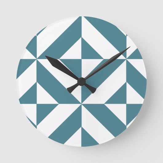 Horloge Ronde Motif de cube vert géométrique profond Turquoise (Recto)