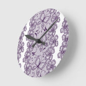 Horloge Ronde Motif de dentelle avec des papillons (Angle)