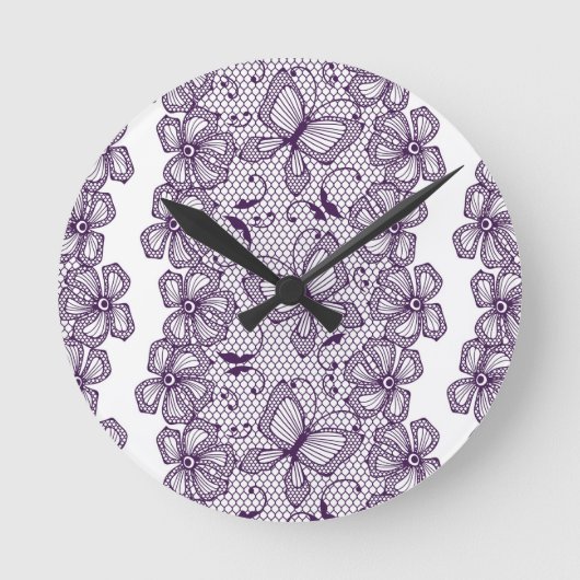 Horloge Ronde Motif de dentelle avec des papillons (Recto)
