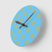 Horloge Ronde motif de dessin 3D Jaune Sun (Angle)