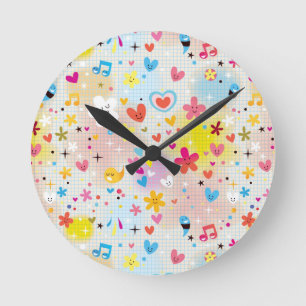 Horloge Ronde motif de dessin animé amusant