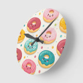 Horloge Ronde Motif de Donuts (Angle)