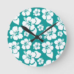 Horloge Ronde Motif de fleur hawaïen de ketmie