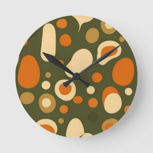 Horloge Ronde Motif de formes organiques abstraites rétro