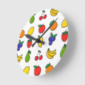 Horloge Ronde Motif de fruits mélangés colorés (Angle)