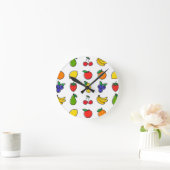 Horloge Ronde Motif de fruits mélangés colorés (Maison)