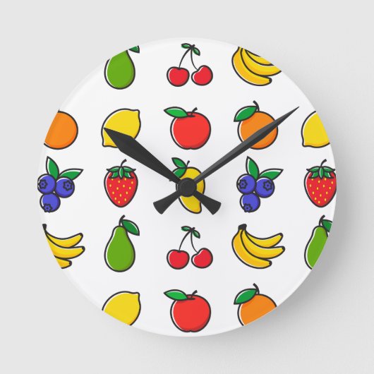 Horloge Ronde Motif de fruits mélangés colorés (Recto)