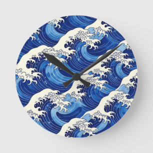 Horloge Ronde Motif de grande vague japonaise Océan