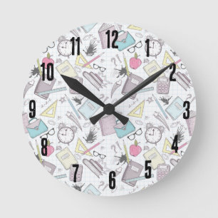 Horloge Ronde Motif de l'école enseignant à la mode Cute