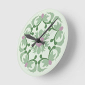 Horloge Ronde motif de lotus vert vintage (Angle)
